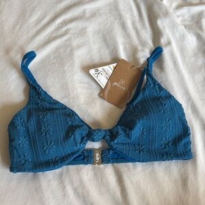 Berlook Blue Bikini Top with Floral Accents